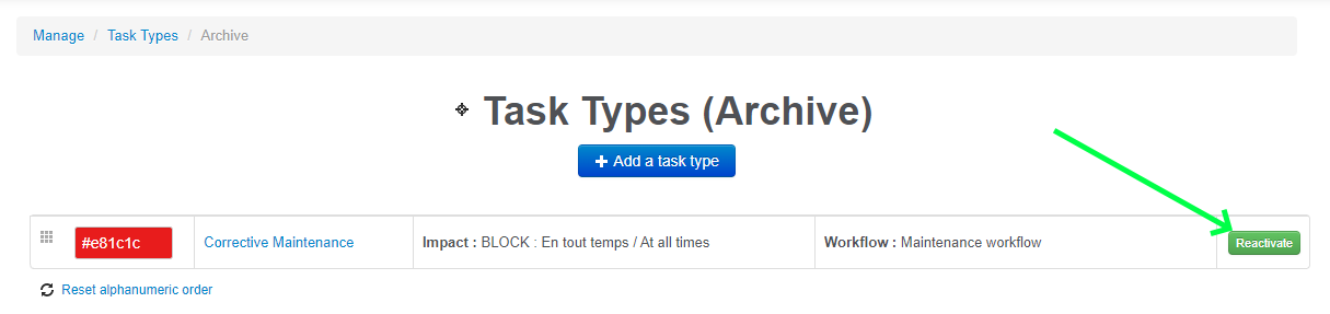 Unarchive task type
